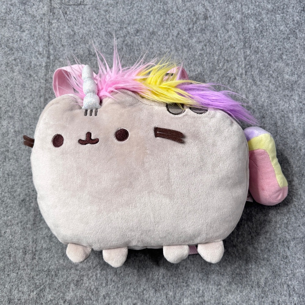 Pusheen GUND Super Pusheenicorn Plush Backpack Gray Pink Unicorn Cat 6052092